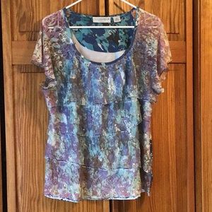 Shades of blue ruffled blouse